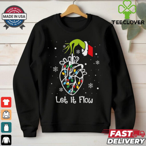 The Grinch Hand Let It Flow Anatomy Heart Cardiac Nurse Santa Xmas Christmas T Shirts