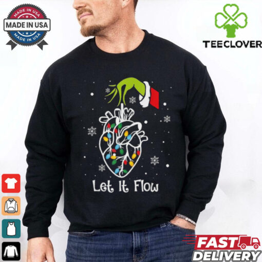 The Grinch Hand Let It Flow Anatomy Heart Cardiac Nurse Santa Xmas Christmas T Shirts