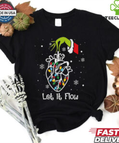 The Grinch Hand Let It Flow Anatomy Heart Cardiac Nurse Santa Xmas Christmas T Shirts