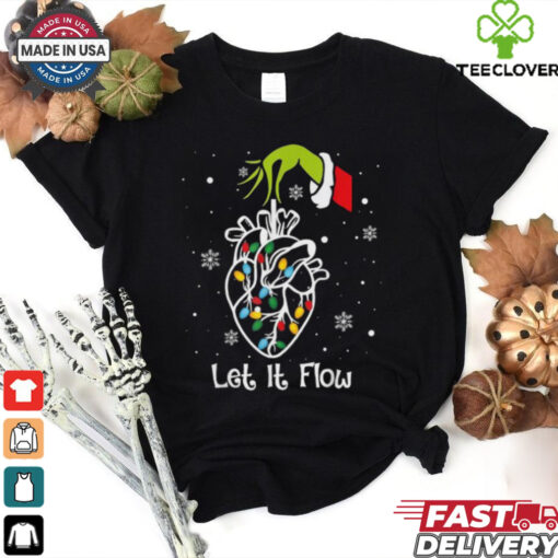 The Grinch Hand Let It Flow Anatomy Heart Cardiac Nurse Santa Xmas Christmas T Shirts