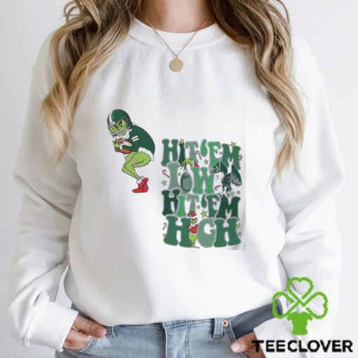 The Grinch Hit Em Low Hit Em High Philadelphia Eagles Christmas Shirt