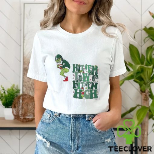 The Grinch Hit Em Low Hit Em High Philadelphia Eagles Christmas Shirt