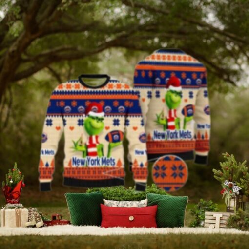 The Grinch Holding Mets Ornament Ugly Christmas Sweater