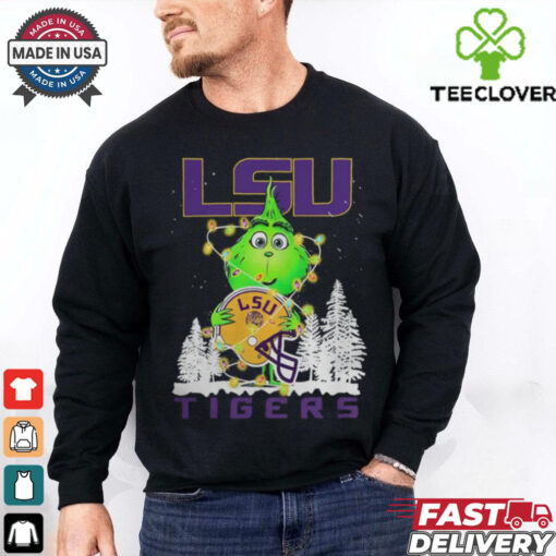 The Grinch Hug LSU Tigers Helmet Christmas Shirt