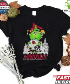 The Grinch Hug Louisville Cardinals Helmet Christmas Shirt