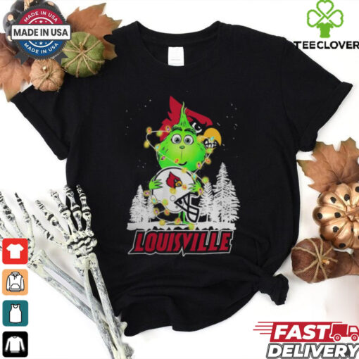 The Grinch Hug Louisville Cardinals Helmet Christmas Shirt