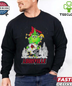 The Grinch Hug Louisville Cardinals Helmet Christmas Shirt