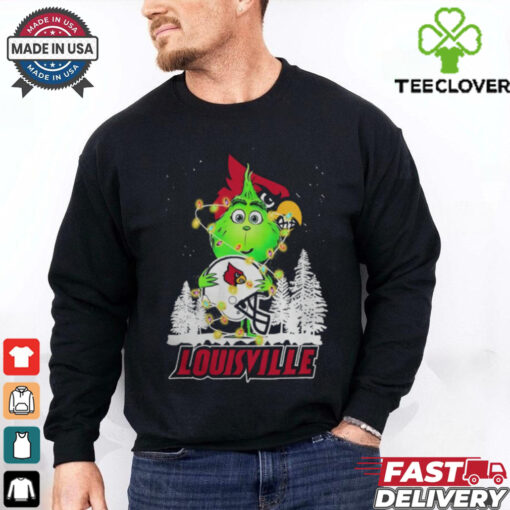 The Grinch Hug Louisville Cardinals Helmet Christmas Shirt