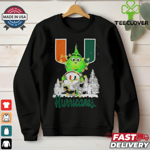 The Grinch Hug Miami Hurricanes Helmet Christmas Shirt