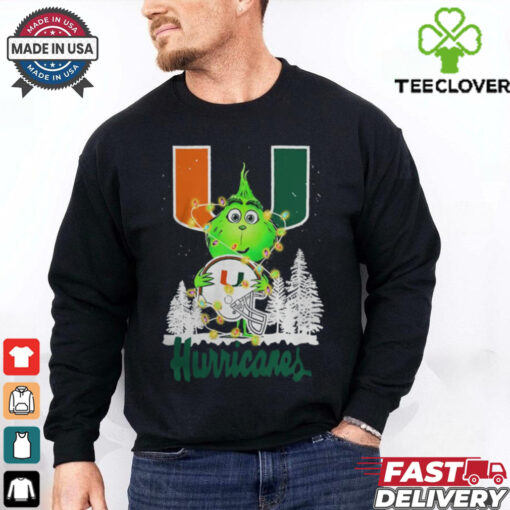 The Grinch Hug Miami Hurricanes Helmet Christmas Shirt