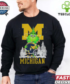 The Grinch Hug Michigan Wolverines Helmet Christmas Shirt