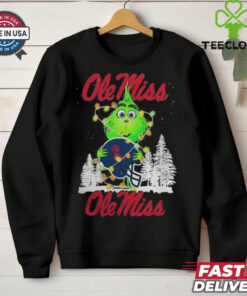 The Grinch Hug Ole Miss Rebels Helmet Christmas Shirt