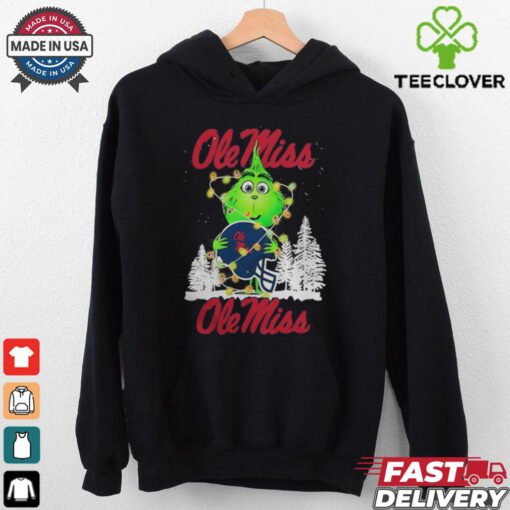 The Grinch Hug Ole Miss Rebels Helmet Christmas Shirt