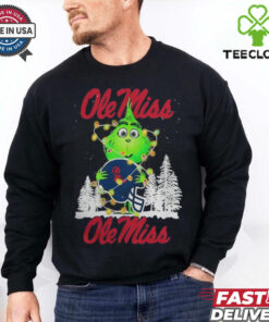 The Grinch Hug Ole Miss Rebels Helmet Christmas Shirt