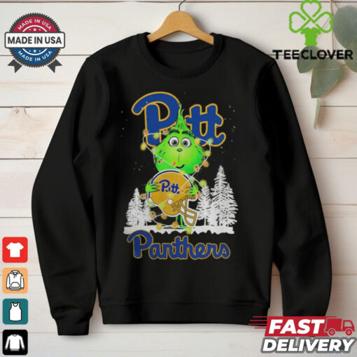 The Grinch Hug Pittsburgh Panthers Helmet Christmas Shirt