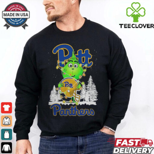 The Grinch Hug Pittsburgh Panthers Helmet Christmas Shirt