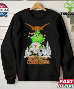 The Grinch Hug Texas Longhorns Helmet Christmas Shirt