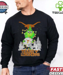 The Grinch Hug Texas Longhorns Helmet Christmas Shirt