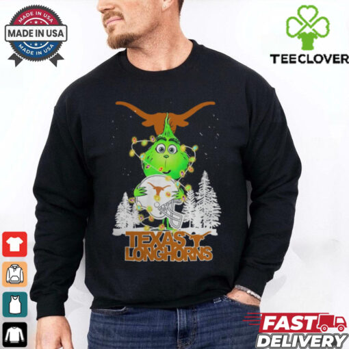 The Grinch Hug Texas Longhorns Helmet Christmas Shirt