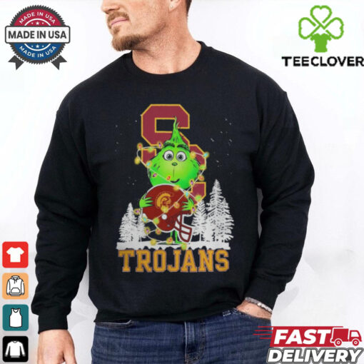 The Grinch Hug USC Trojans Helmet Christmas Shirt