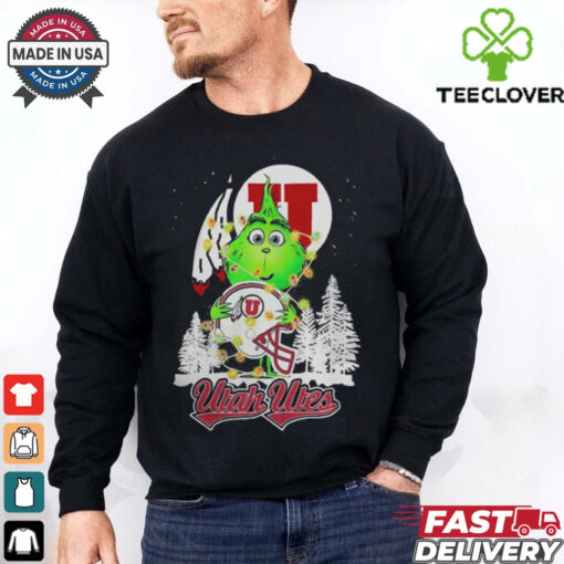 The Grinch Hug Utah Utes Helmet Christmas Shirt