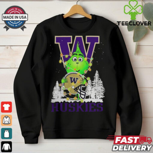 The Grinch Hug Washington Huskies Helmet Christmas Shirt