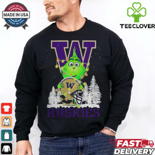 The Grinch Hug Washington Huskies Helmet Christmas Shirt