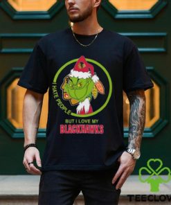 The Grinch I Hate People But I Love My Chicago Blackhawks Logo T Shirt