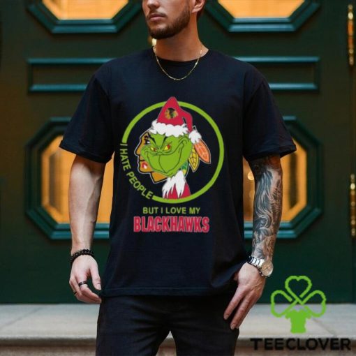 The Grinch I Hate People But I Love My Chicago Blackhawks Logo T Shirt