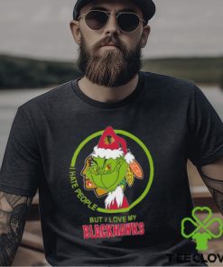 The Grinch I Hate People But I Love My Chicago Blackhawks Logo T Shirt