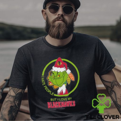 The Grinch I Hate People But I Love My Chicago Blackhawks Logo T Shirt