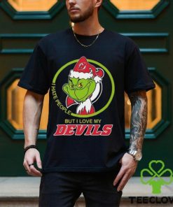 The Grinch I Hate People But I Love My New Jersey Devils Logo T Shirt
