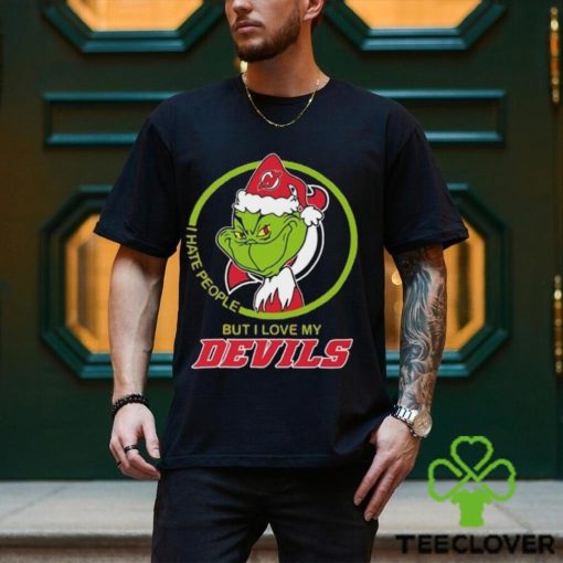 The Grinch I Hate People But I Love My New Jersey Devils Logo T Shirt