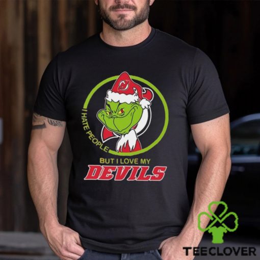 The Grinch I Hate People But I Love My New Jersey Devils Logo T Shirt