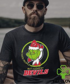 The Grinch I Hate People But I Love My New Jersey Devils Logo T Shirt