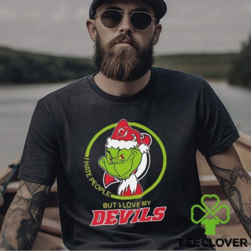 The Grinch I Hate People But I Love My New Jersey Devils Logo T Shirt