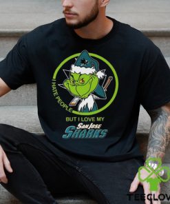 The Grinch I Hate People But I Love My San Jose Sharks Logo T Shirt