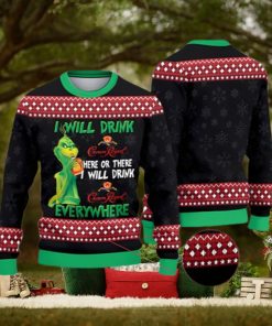 The Grinch I Will Drink CrownRoyal Here Christmas Ugly Sweater
