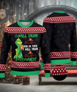 The Grinch I Will Drink CrownRoyal Here Christmas Ugly Sweater