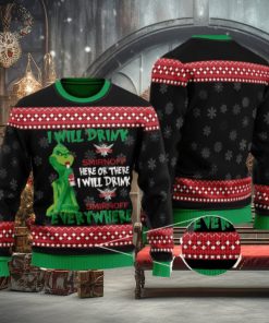 The Grinch I Will Drink Here Or There I Will Drink Smirnoff Vodka Everywhere 3D Ugly Christmas Sweater Men And Women Christmas Gift