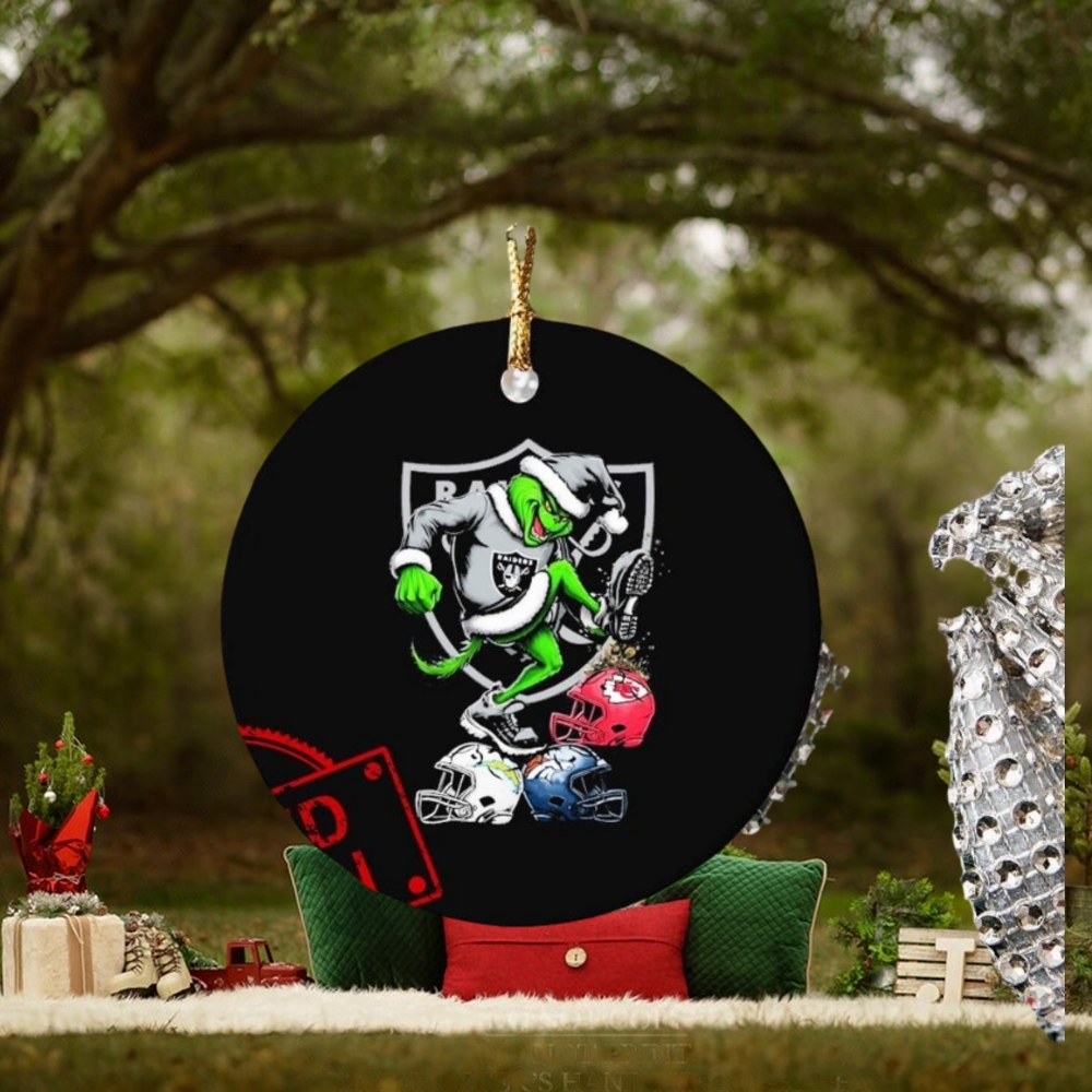 The Grinch Las Vegas Raiders Stomp On NFL Teams Christmas Ornament The Grinch Las Vegas Raiders Stomp On NFL Teams Christmas Ornament