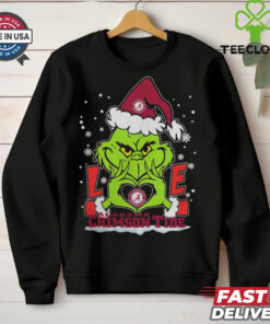 The Grinch Love Heart 2024 Alabama Crimson Tide Football Christmas Shirt