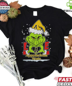 The Grinch Love Heart 2024 Appalachian State Mountaineers Football Christmas Shirt