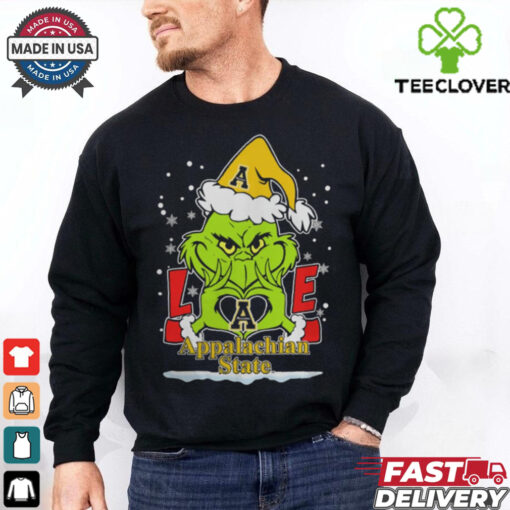 The Grinch Love Heart 2024 Appalachian State Mountaineers Football Christmas Shirt