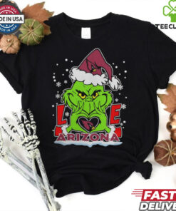 The Grinch Love Heart 2024 Arizona Cardinals Football Christmas Shirt