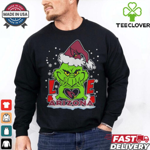 The Grinch Love Heart 2024 Arizona Cardinals Football Christmas Shirt