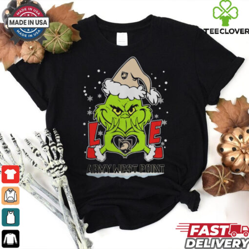 The Grinch Love Heart 2024 Army Black Knights Football Christmas Shirt