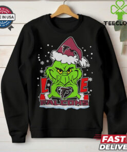 The Grinch Love Heart 2024 Atlanta Falcons Football Christmas Shirt