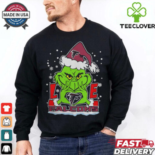 The Grinch Love Heart 2024 Atlanta Falcons Football Christmas Shirt