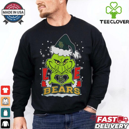 The Grinch Love Heart 2024 Baylor Bears Football Christmas Shirt